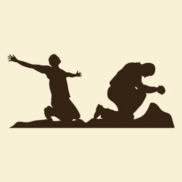 Silhouette. The man is praying Illustrazione stock