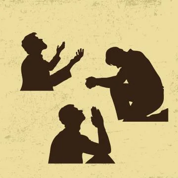 Silhouette. The man is praying Stock Illustration