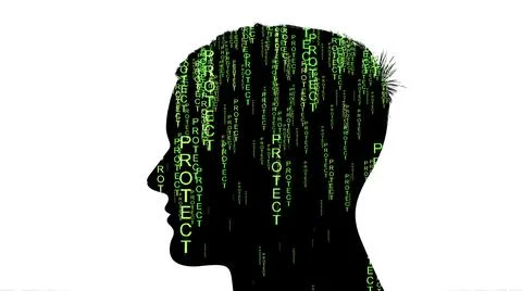 Silhouette of man with protect data concept Stock Illustration