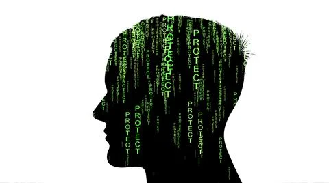 Silhouette of man with protect data concept 스톡 일러스트
