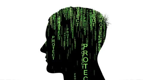 Silhouette of man with protect data concept Stock Illustration