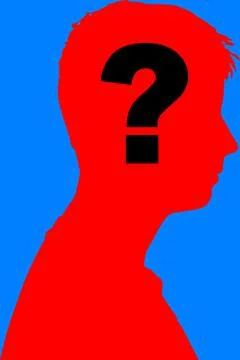 Silhouette of a man with a question mark. Concept for questions and knowledge. Stock Illustration