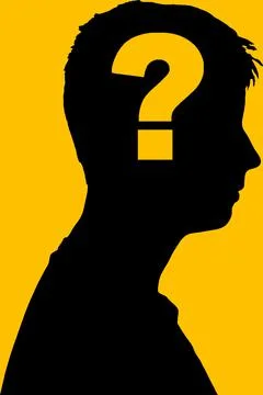 Silhouette of a man with a question mark. Concept for questions and knowledge. Stock Illustration