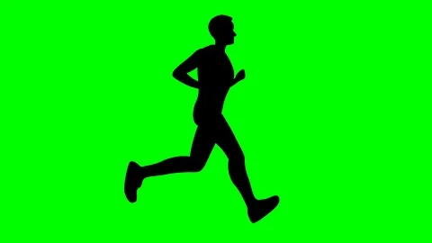 Silhouette of Man Running to the Right on Chroma Key Green Background Loopable Video stock 116701997