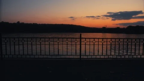 Silhouette on a man running on a sunset. Stock Footage 97182302