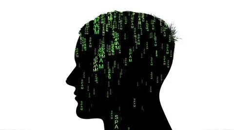 Silhouette of man spam data concept Illustrazione stock