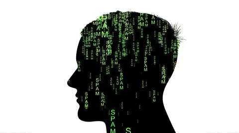 Silhouette of man spam data concept Stock Illustration