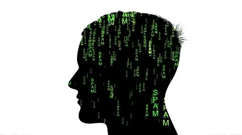 Silhouette of man spam data concept Stock Illustration