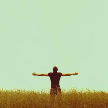 Silhouette of man standing on an empty background Stock-Fotos