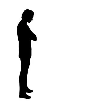 Silhouette of man standing pensive Stock Illustration