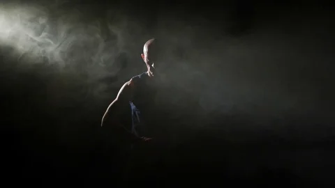 Silhouette of man stretching Video stock 82660050