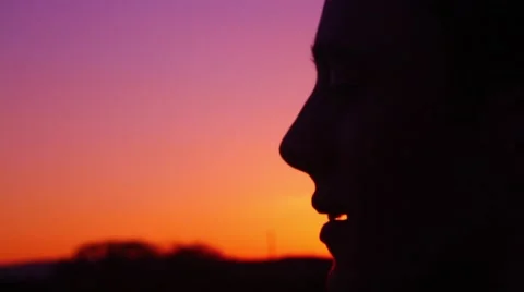 Silhouette man at sunset Stock Footage 48896662