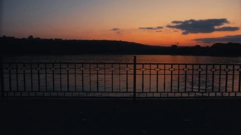 Silhouette on a man on a sunset. Stock Footage 97182307