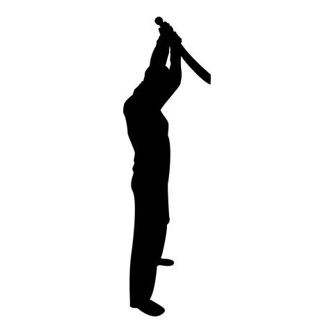 Silhouette man with sword machete from above cold weapons in hand military ma Stock Illustration