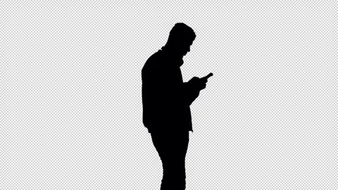 Silhouette of man  text messaging Stock-Footage 308510300