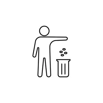 Silhouette of a man throwing garbage in a bin Stock Illustration