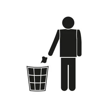 Silhouette of a man throwing trash Stock Illustration