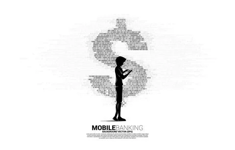 Silhouette of man using mobile phone and money dollar currency with one and z Stock Illustration