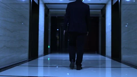 Silhouette of a man walking forward Stock Footage 164634526