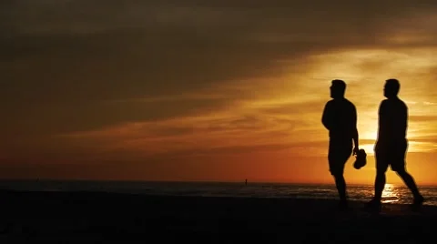Silhouette of man walking in sunset Vídeos de archivo 45519900