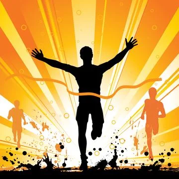 Silhouette of a Man Winner Stock Illustration
