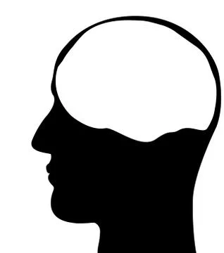 Silhouette of a man's head on a white background. Stock Illustration