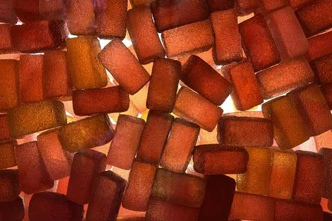 Silhouette of many multi colored yummy bright candies in different shapes. Stock Photos