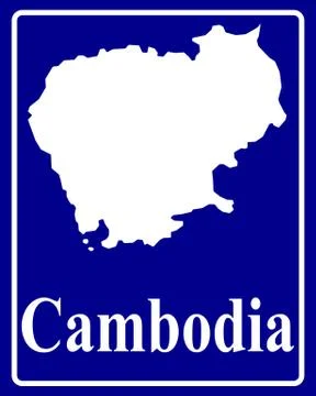 Silhouette map of Cambodia Stock Illustration