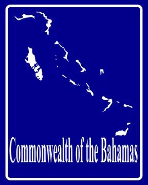 Silhouette map of Commonwealth of the Bahamas Stock Illustration