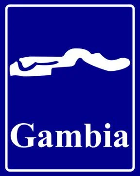 Silhouette map of Gambia Stock Illustration