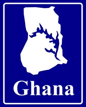 Silhouette map of Ghana Stock Illustration