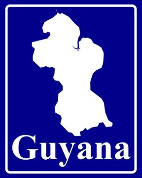Silhouette map of Guyana Stock Illustration