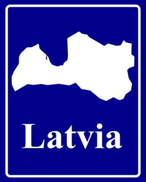 Silhouette map of Latvia Stock Illustration
