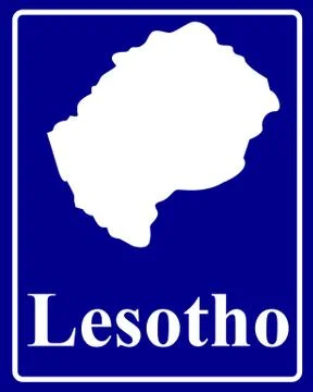 Silhouette map of Lesotho Stock Illustration