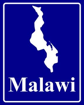 Silhouette map of Malawi Stock Illustration