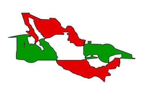 Silhouette Map of Mexico With Overlap of a Race Car Stock Illustration