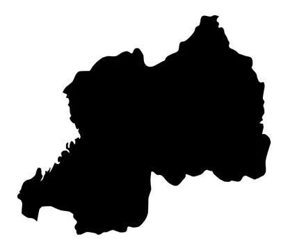 Silhouette Map of Rwanda Stock Illustration