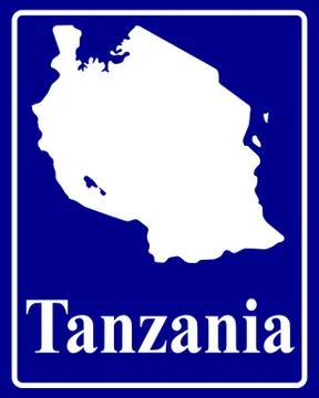 Silhouette map of Tanzania Stock Illustration
