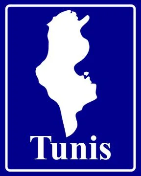 Silhouette map of Tunis Stock Illustration