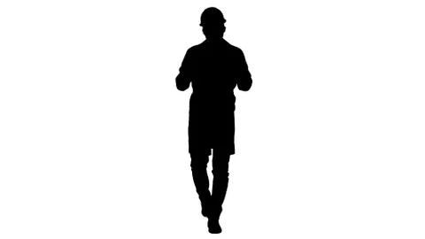 Silhouette Master Constructor Engineer Man have a Positive Talking Camera Stock Illustration