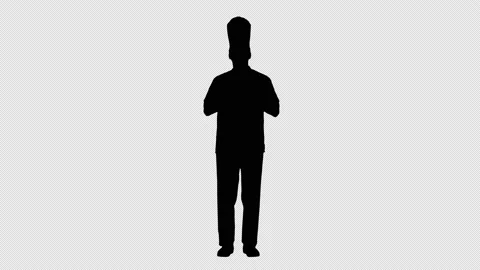 Silhouette Mature chef talking to camera explaining something., Alpha Channel Stock-Footage 151176143