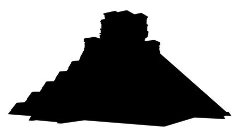 Silhouette with a Mayan temple Stock Illustration