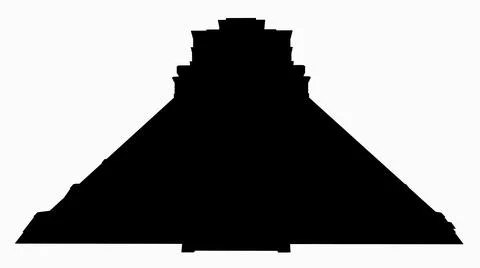 Silhouette with a Mayan temple Stock Illustration