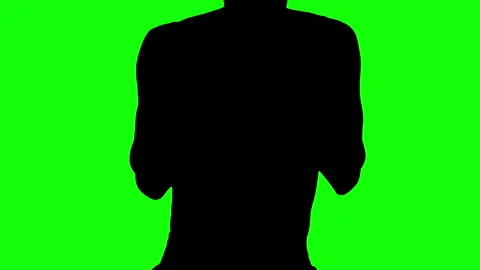 Silhouette of medium shot man boxing on green background. Stock Footage 335733488