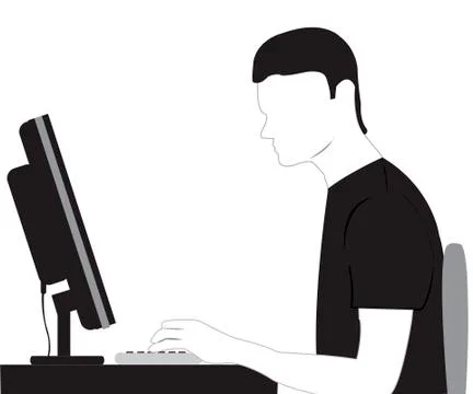 Silhouette men for computer Stock Illustration