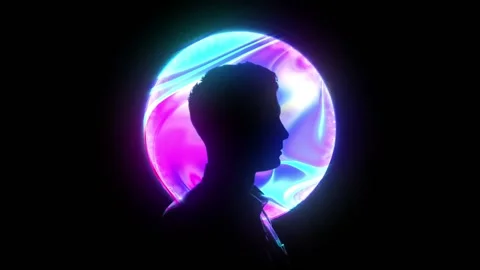 Silhouette men stand in front of glowing background Stock Footage 201270710