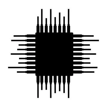 Silhouette of a microchip with attached pins Stock Illustration
