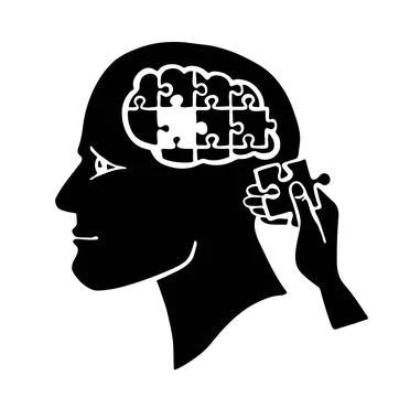 Silhouette missing piece puzzle of the mind vector illustration Stock Illustration