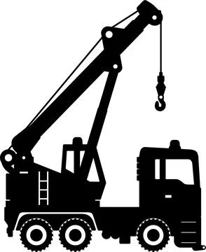 Silhouette of Mobile Crane Icon in Flat Style. Vector Illustration Stock Illustration