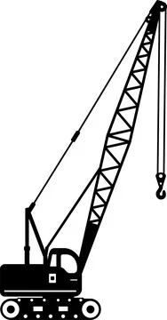Silhouette of Mobile Crane Icon in Flat Style. Vector Illustration Stock Illustration